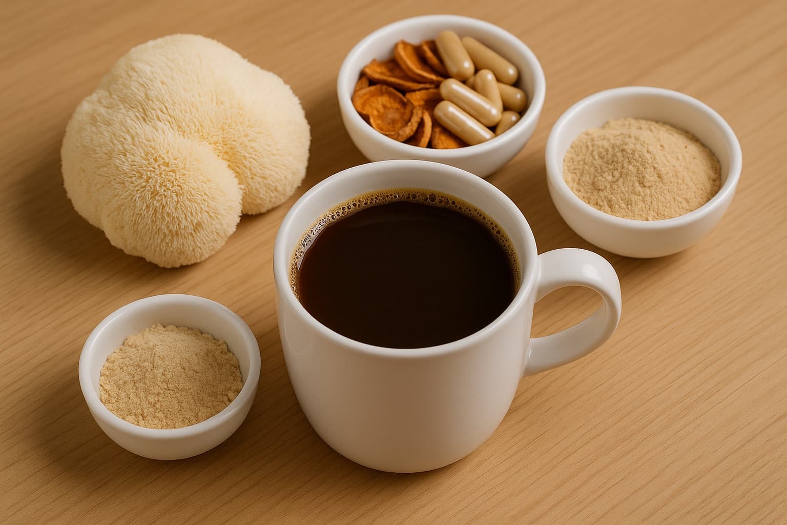 Functional coffee with adaptogens and wellness ingredients